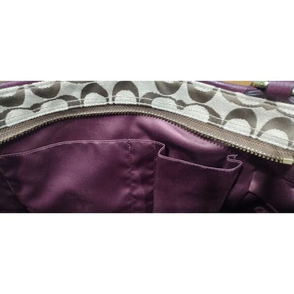 Coach Brown Signature Fabric and Wine Leather Bag F23297 - Picture 11 of 12